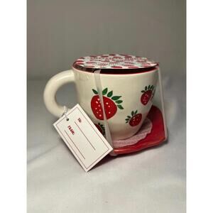 Sheffield Home Strawberry Cup & Saucer Set – Ceramic Mug with Matching Saucer